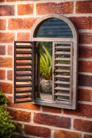 Shutter Door Wooden Wall Mirror Garden Hanging Wall Mount Gift Decoration