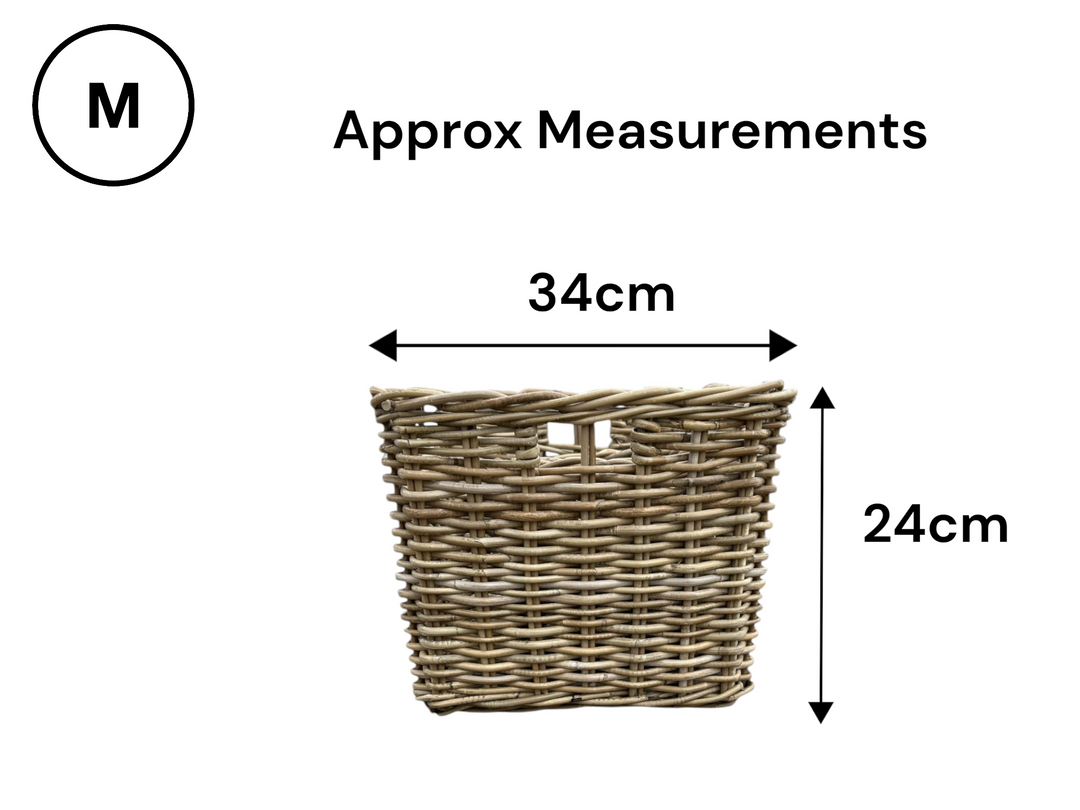 Kubu Wicker Handmade Basket Cube Storage Logs Medium