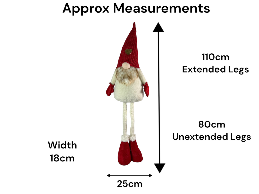 Festive Mr & Mrs Gonk Plush Standing Extendable Legs Xmas Gift Decorations Cream