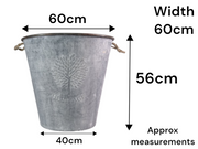 60cm XXL Zinc Round Planter Garden Flowers Trees Plants Pots Set of 2