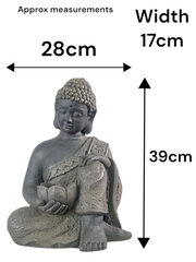 Large Stone Effect Kneeling Buddha Garden Decoration with Tea-light Holder