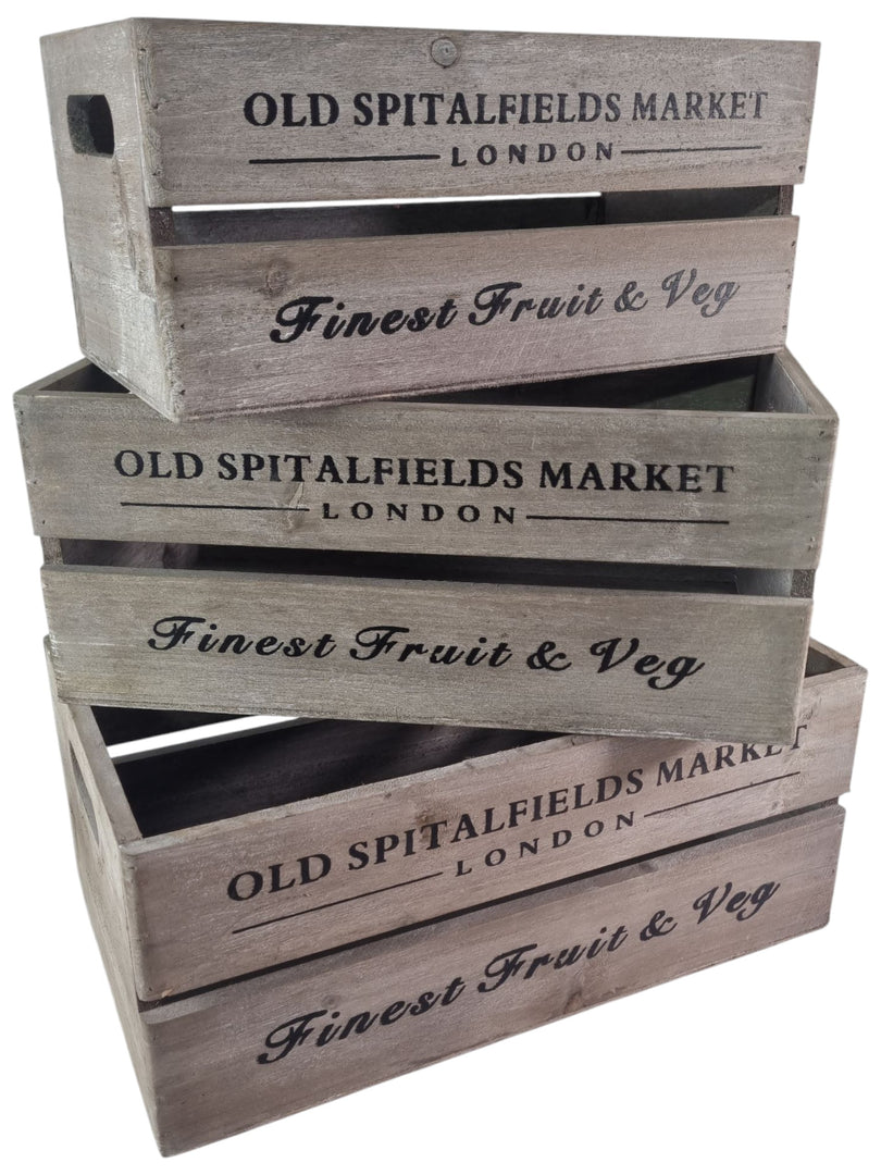 Old Spitalfields Market Wooden Rustic Handmade Storage Crates