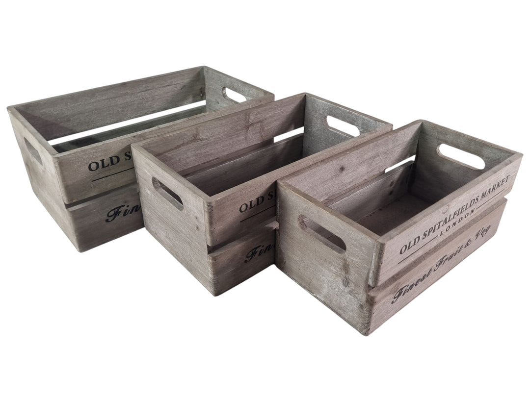 Old Spitalfields Market Wooden Rustic Handmade Storage Crates