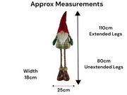 Festive Sparkly Red & Green Gonk Plush Standing Extendable Legs Xmas Decorations