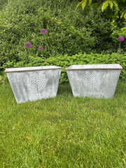 50cm Zinc Trough Planter Garden Flowers Trees Embossed Galvanised Effect