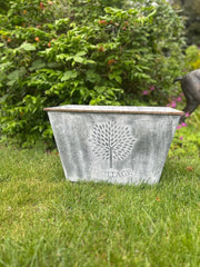 50cm Zinc Trough Planter Garden Flowers Trees Embossed Galvanised Effect