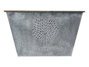 50cm Zinc Trough Planter Garden Flowers Trees Embossed Galvanised Effect
