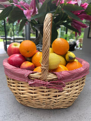 Honey Wicker Shopper Shopping Basket with Red Gingham Liner Storage Farmshop