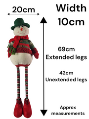 Festive Mr & Mrs Snowman Plush Standing Extendable Legs Xmas Gift Decorations