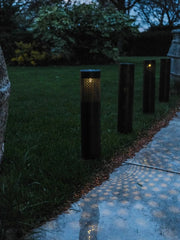 Set Of 4 Solar Post Lights Garden Stake Outdoor Pathway Silver Light Decorative