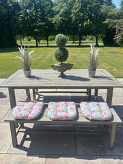 Sage Green Rose Floral Seat Pad Set of 2 or 4 Kitchen Chair Cushion Tie On 37cm