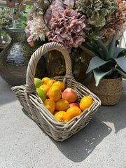 Kubu Grey Trug Wicker Shopper Shopping Basket Farmshop Hamper Storage Display