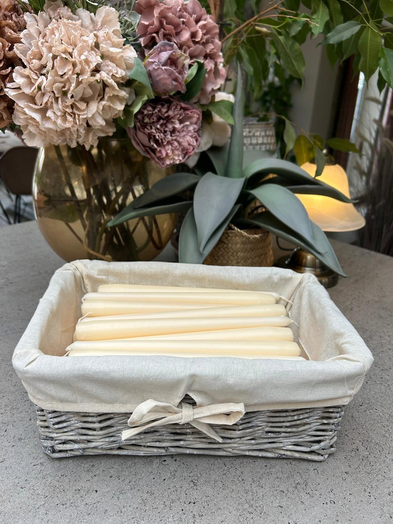 Shallow Driftwood-Wash Wicker Storage Baskets Plain Natural Liner Kitchen Tidy