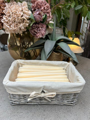 Shallow Driftwood-Wash Wicker Storage Baskets Plain Natural Liner Kitchen Tidy