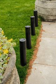 Set Of 4 Solar Post Lights Garden Stake Outdoor Pathway Silver Light Decorative