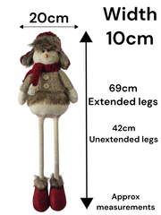 Festive Mr & Mrs Snowman Plush Standing Extendable Legs Xmas Gift Decorations