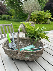 Grey-wash Trug Wicker Shopper Shopping Basket Farmshop Hamper Storage Display