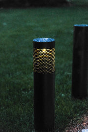 Set Of 4 Solar Post Lights Garden Stake Outdoor Pathway Silver Light Decorative