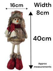 Festive Mr & Mrs Snowman Plush Standing Ornaments Xmas Gift Winter Decorations