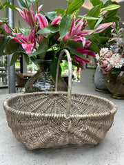 Grey-wash Trug Wicker Shopper Shopping Basket Farmshop Hamper Storage Display