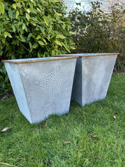 Large 55cm Zinc Square Planter Heritage Garden Flowers Trees Plants Pot