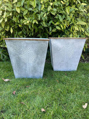 Large 55cm Zinc Square Planter Heritage Garden Flowers Trees Plants Pot