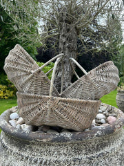 Grey-wash Trug Wicker Shopper Shopping Basket Farmshop Hamper Storage Display