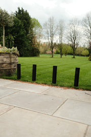 Set Of 4 Solar Post Lights Garden Stake Outdoor Pathway Silver Light Decorative