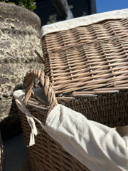 Rectangular Driftwood-wash Wicker Log Fireside Basket with Natural Plain Liner