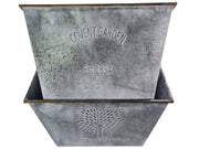 50cm Zinc Trough Planter Garden Flowers Trees Embossed Galvanised Effect