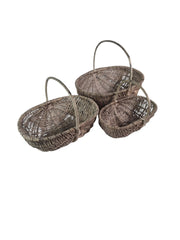 Grey-wash Trug Wicker Shopper Shopping Basket Farmshop Hamper Storage Display