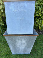 Large 55cm Zinc Square Planter Heritage Garden Flowers Trees Plants Pot