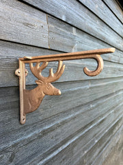 Stag Cast Iron Bracket Hanging Basket Wall Mounted Antique Garden Decor Gift