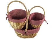 Honey Wicker Shopper Shopping Basket with Red Gingham Liner Storage Farmshop