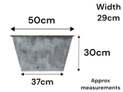 50cm Zinc Trough Planter Garden Flowers Trees Embossed Galvanised Effect
