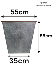 Large 55cm Zinc Square Planter Heritage Garden Flowers Trees Plants Pot