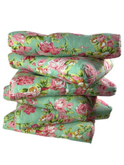 Sage Green Rose Floral Seat Pad Set of 2 or 4 Kitchen Chair Cushion Tie On 37cm