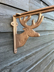 Stag Cast Iron Bracket Hanging Basket Wall Mounted Antique Garden Decor Gift