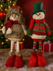 Festive Mr & Mrs Snowman Plush Standing Ornaments Xmas Gift Winter Decorations