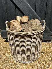 Round Kubu Wicker Rattan Log Storage Handmade Basket Choice Of Sizes