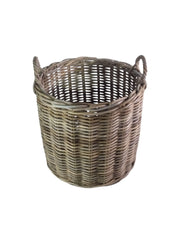 Round Kubu Wicker Rattan Log Storage Handmade Basket Choice Of Sizes