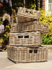 Kubu Shallow Storage Basket Home Tidy Toys Wicker Organiser Choice Of Sizes