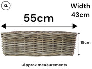 Kubu Shallow Storage Basket Home Tidy Toys Wicker Organiser Choice Of Sizes