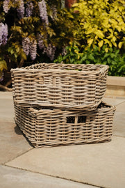 Kubu Shallow Storage Basket Home Tidy Toys Wicker Organiser Choice Of Sizes