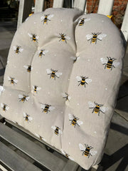 Bumblebee Beige Bee Seat Pad Set of 2 or 4 Kitchen Chair Cushion Tie On 37cm
