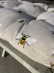 Bumblebee Beige Bee Seat Pad Set of 2 or 4 Kitchen Chair Cushion Tie On 37cm