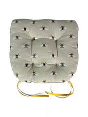 Bumblebee Beige Bee Seat Pad Set of 2 or 4 Kitchen Chair Cushion Tie On 37cm