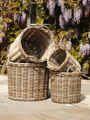 Round Kubu Wicker Rattan Log Storage Handmade Basket Choice Of Sizes
