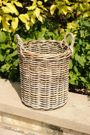 Round Kubu Wicker Rattan Log Storage Handmade Basket Choice Of Sizes