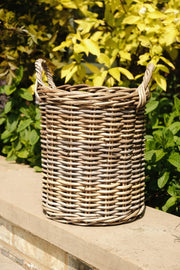 Round Kubu Wicker Rattan Log Storage Handmade Basket Choice Of Sizes